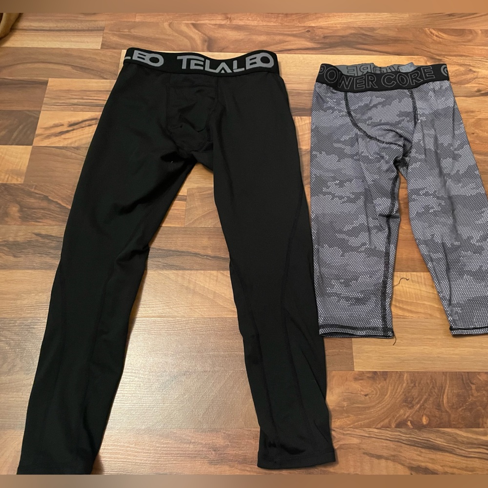Black and Gray Kids Leggings/athletic tights Set